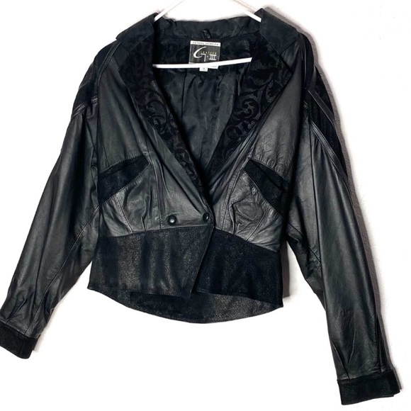 Global Identity Vintage 80’s Leather Crop Jacket - Picture 6 of 15